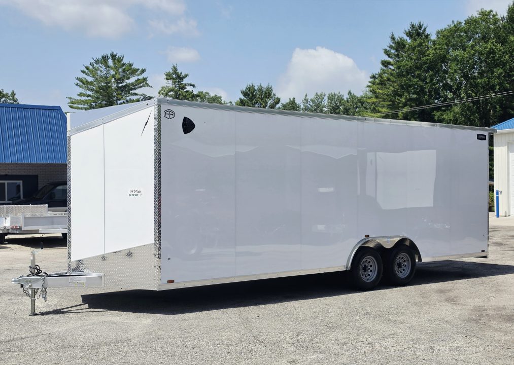 New 8 X 24 CAR HAULER ENCLOSED 2027 LIGHTNING ALL ALUMINUM 5200# AXLES