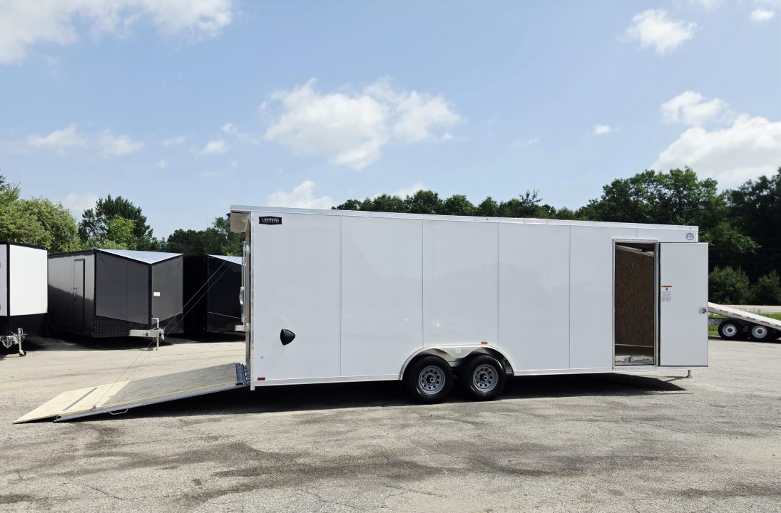 New 8 X 24 CAR HAULER ENCLOSED 2027 LIGHTNING ALL ALUMINUM 5200# AXLES