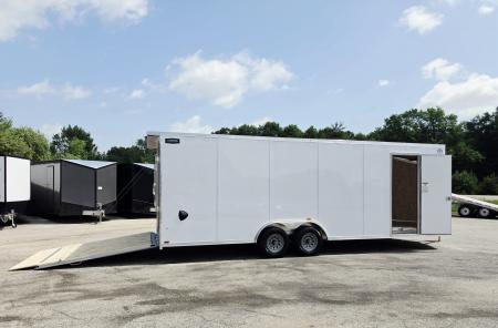 New 8 X 24 CAR HAULER ENCLOSED 2027 LIGHTNING ALL ALUMINUM 5200# AXLES