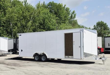 New 8 X 24 CAR HAULER ENCLOSED 2027 LIGHTNING ALL ALUMINUM 5200# AXLES
