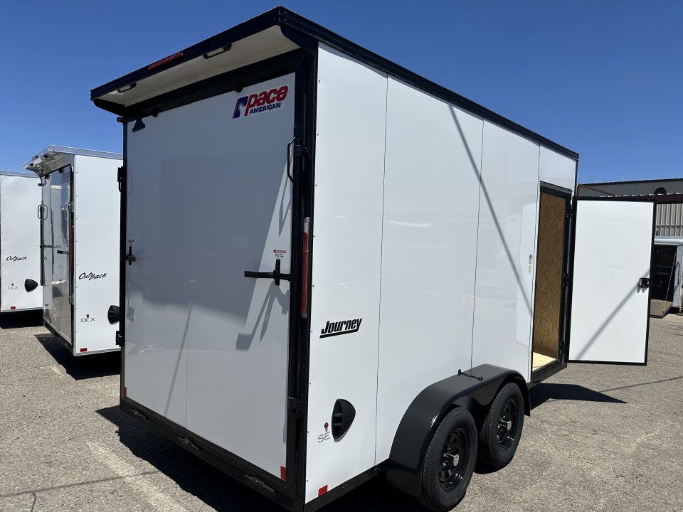 New 2026 Pace American 7 x 14 Journey SE Flat Top Sloped V-Nose 7K Cargo / Enclosed Trailer