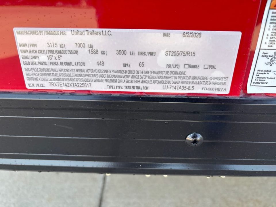 New 2026 United Trailers UJ-714TA35-8.5 Cargo / Enclosed Trailer