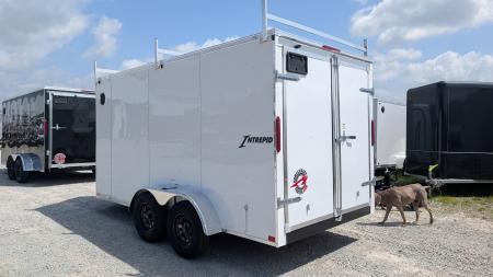 New 2027 Homesteader 7x14 Intrepid V-Nose Contractor Cargo Trailer w/ Barn Doors & Ladder Racks
