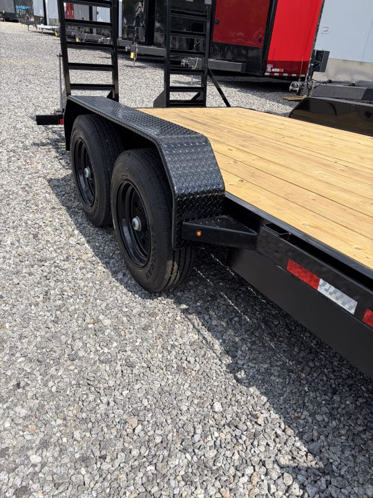New 2026 Triple Crown 7X20 Equipment Trailer, 5' Swing Up Ramps, Beavertail, Removable Fender, 16K GVWR