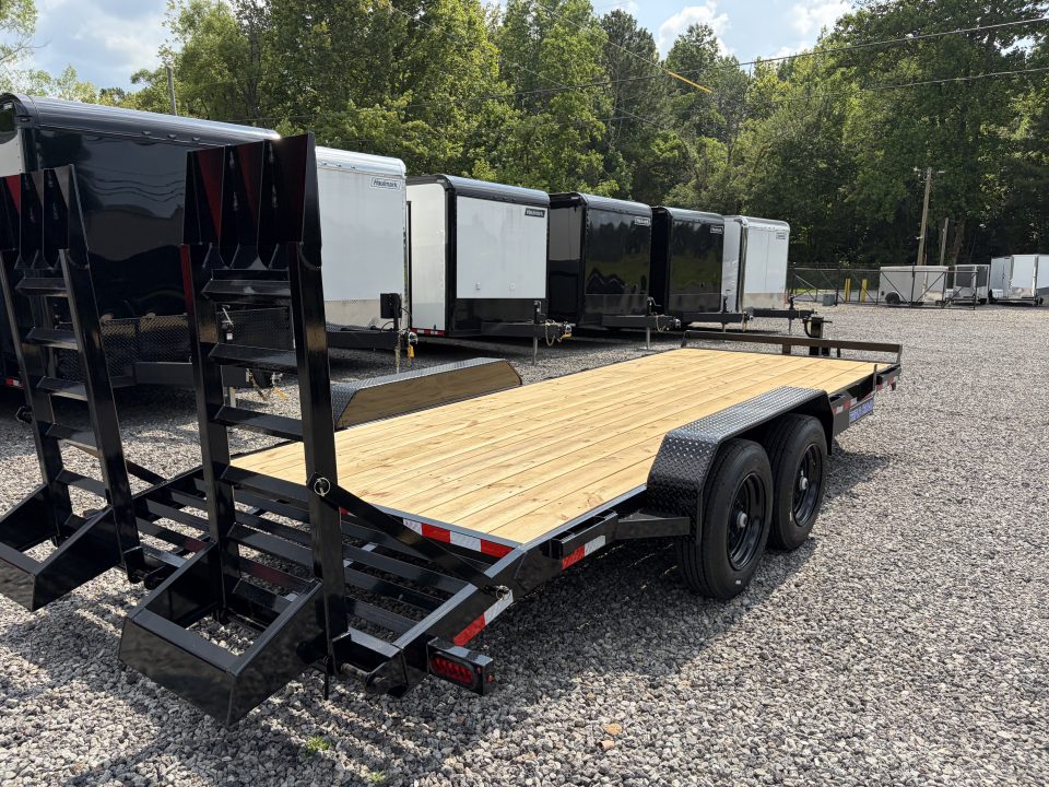 New 2026 Triple Crown 7X20 Equipment Trailer, 5' Swing Up Ramps, Beavertail, Removable Fender, 16K GVWR