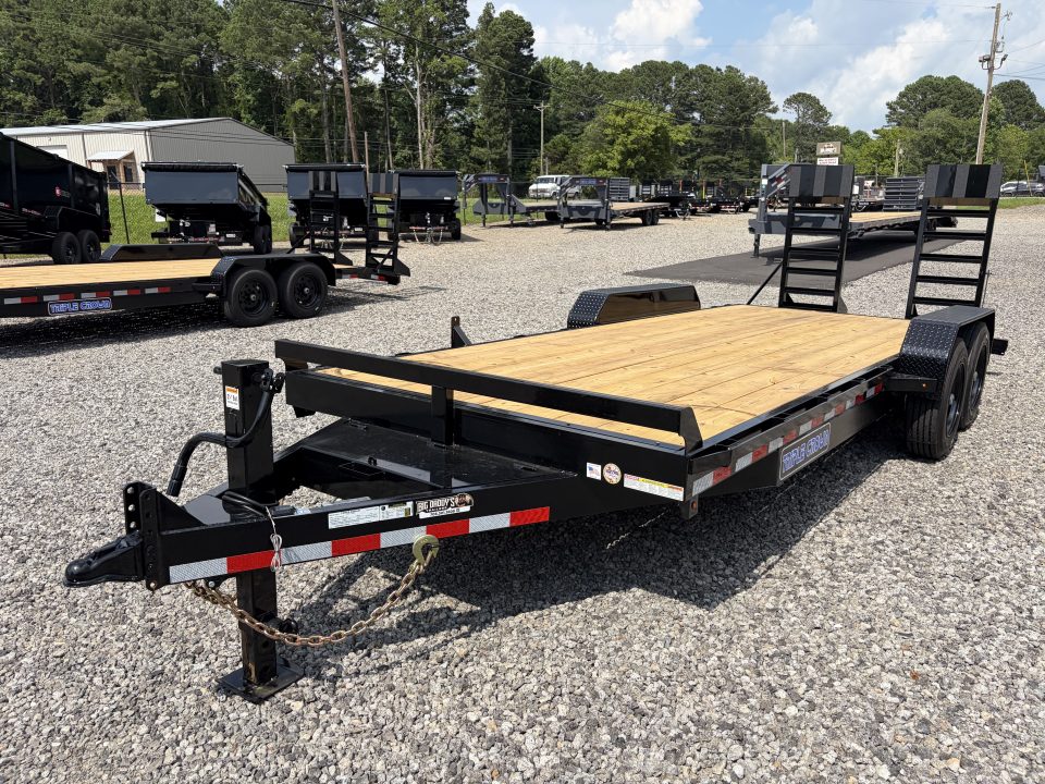 New 2026 Triple Crown 7X20 Equipment Trailer, 5' Swing Up Ramps, Beavertail, Removable Fender, 16K GVWR