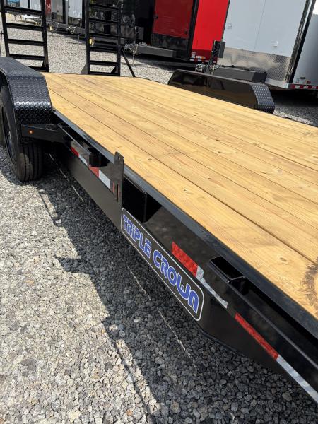 New 2026 Triple Crown 7X20 Equipment Trailer, 5' Swing Up Ramps, Beavertail, Removable Fender, 16K GVWR