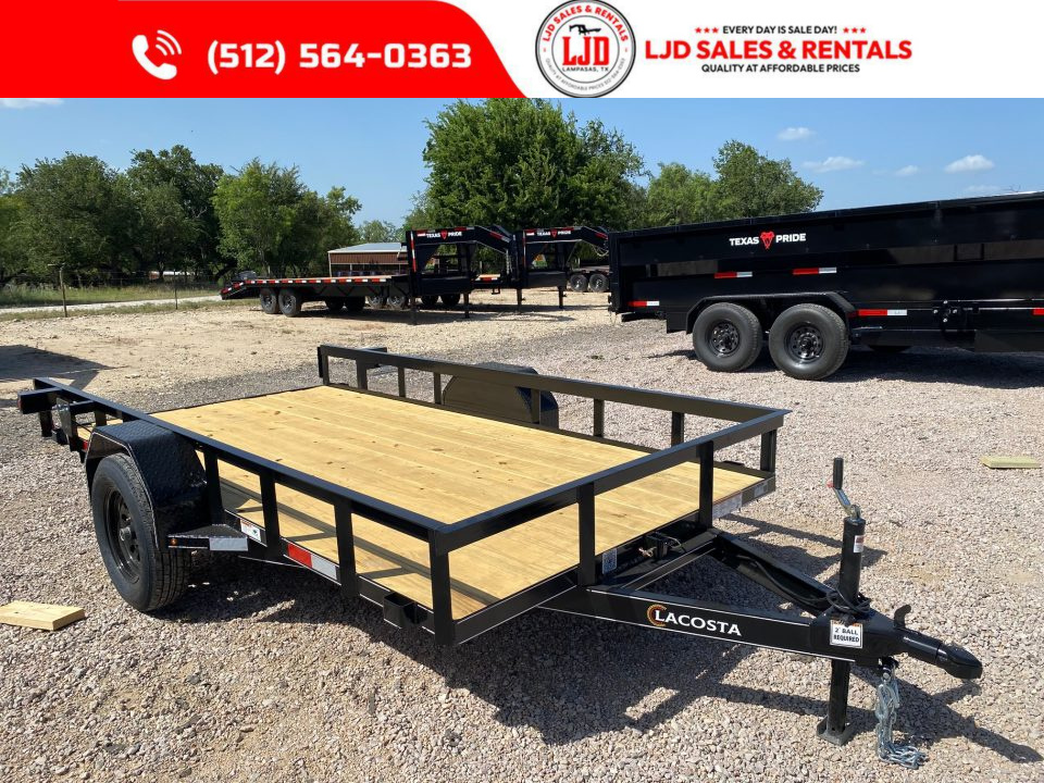 New 2026 Lacosta - 6 x 12 - Utility Trailer -- 4' Gate - 3500 GVWR