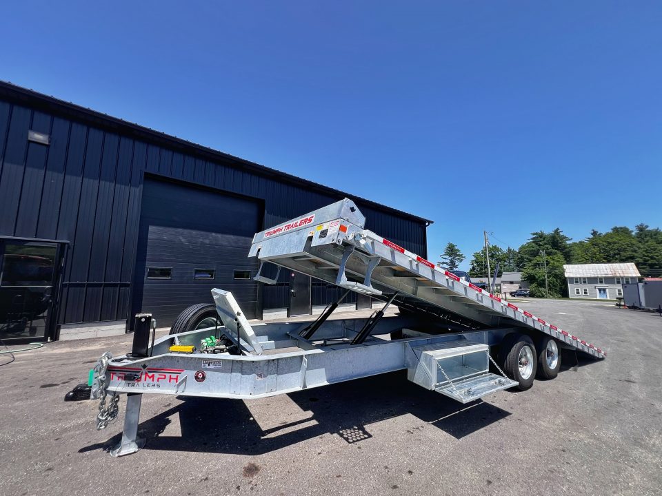 New 2026 Triumph galvanized 102x24 full power tilt deckover/12'' I-Beam/ Hydro Jacks & spare tire- 20k GVW
