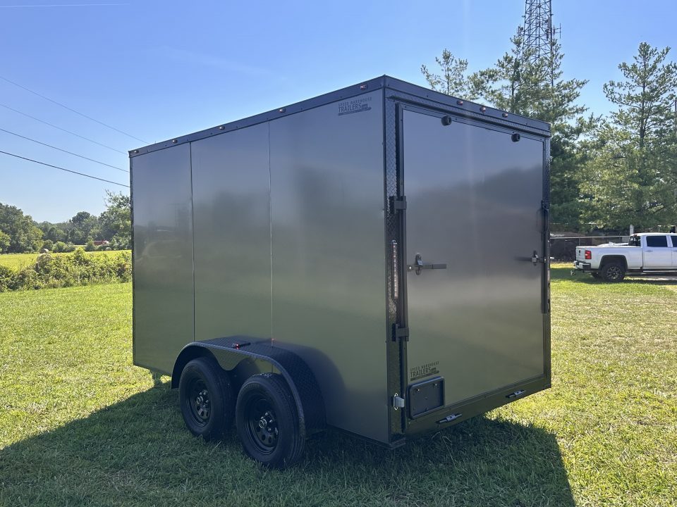 New 2026 Luxe 7X12 Enclosed Trailer - 3500LB Tandem Axle -7'ft Interior-Charcoal Poly-Blackout