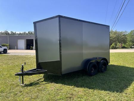 New 2026 Luxe 7X12 Enclosed Trailer - 3500LB Tandem Axle -7'ft Interior-Charcoal Poly-Blackout