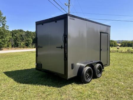 New 2026 Luxe 7X12 Enclosed Trailer - 3500LB Tandem Axle -7'ft Interior-Charcoal Poly-Blackout