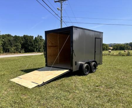 New 2026 Luxe 7X12 Enclosed Trailer - 3500LB Tandem Axle -7'ft Interior-Charcoal Poly-Blackout