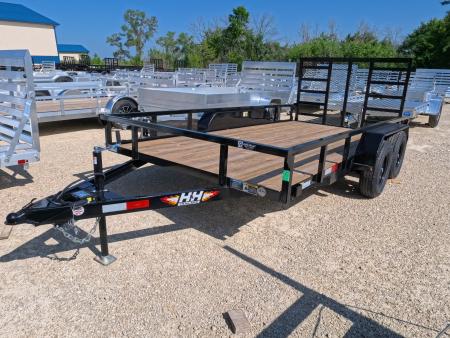 New 2026 H&H Trailers 82 x 14 Rail Side Utility Trailer with 7K GVWR, Tandem Axles, and 4 Ft. Ladder Style Gate