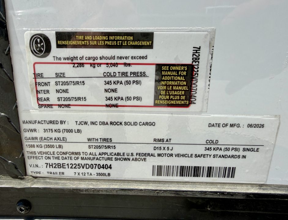 New 2027 Rock Solid Cargo 7x12 7K Cargo/Enclosed Trailer