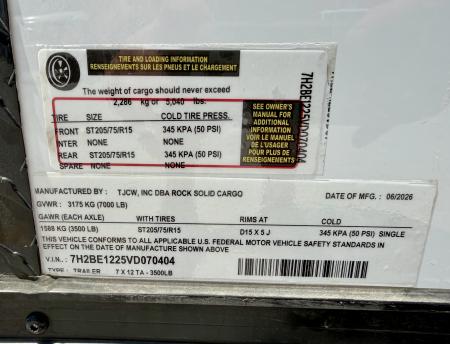 New 2027 Rock Solid Cargo 7x12 7K Cargo/Enclosed Trailer