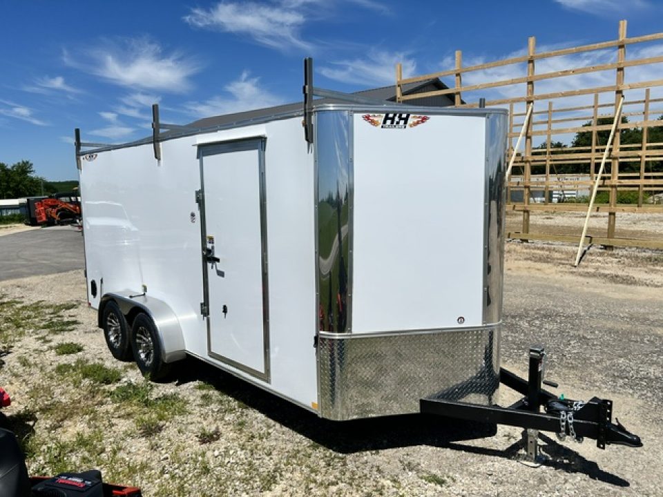 New 2026 H&H Trailers 7X16 6' 6" INTERIOR BARN DOORS LADDER RACK CONTRACTOR 9.9K GVWR Cargo / Enclosed Trailer