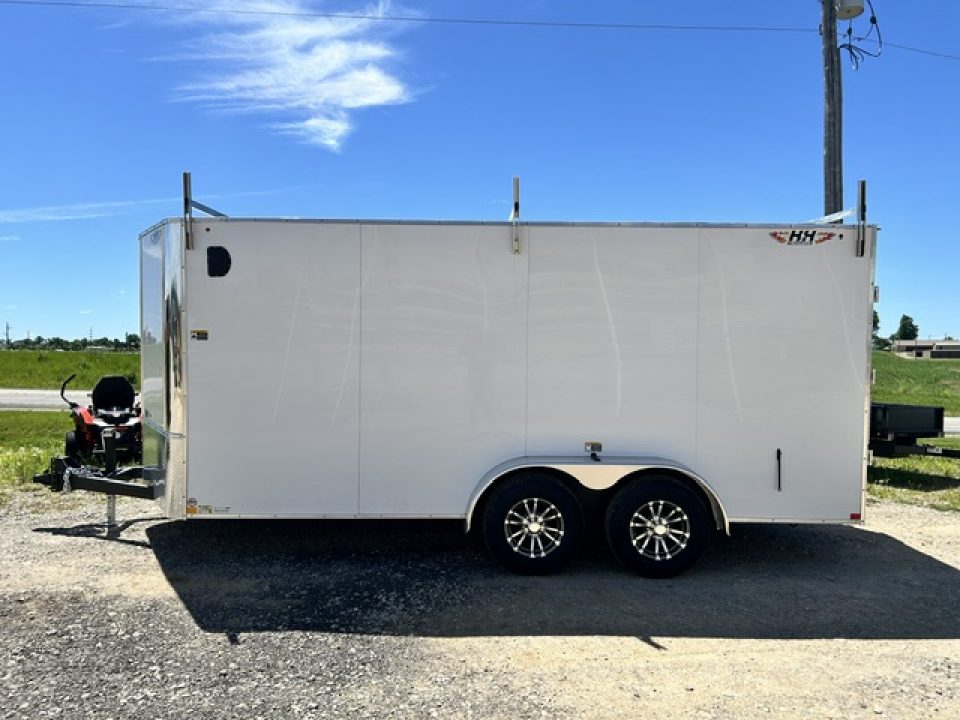 New 2026 H&H Trailers 7X16 6' 6" INTERIOR BARN DOORS LADDER RACK CONTRACTOR 9.9K GVWR Cargo / Enclosed Trailer