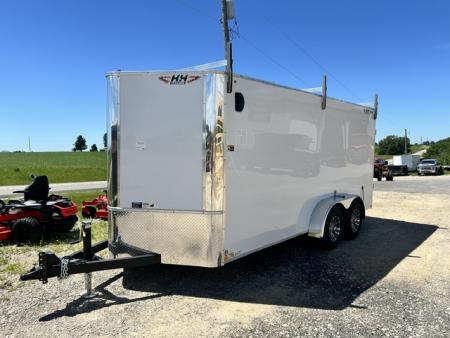 New 2026 H&H Trailers 7X16 6' 6" INTERIOR BARN DOORS LADDER RACK CONTRACTOR 9.9K GVWR Cargo / Enclosed Trailer