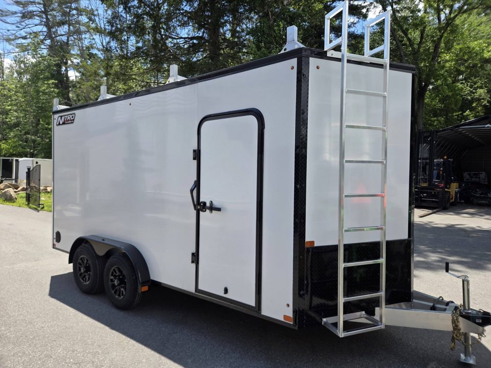New 2026 Nitro 7.5x16 Contractor trailer white with rear ramp & 5200lb axles Contractor