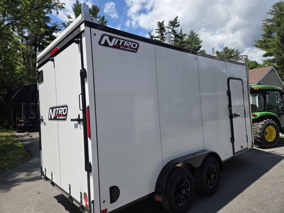 New 2026 Nitro 7.5x16 Contractor trailer white with rear ramp & 5200lb axles Contractor