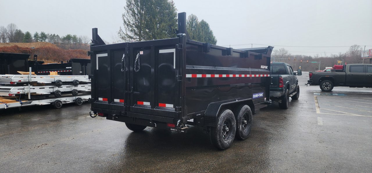 New 7 x 14 Sure-Trac HD Telescopic 4ft High Sides Dump Trailer 14k w/ Hydraulic Jack