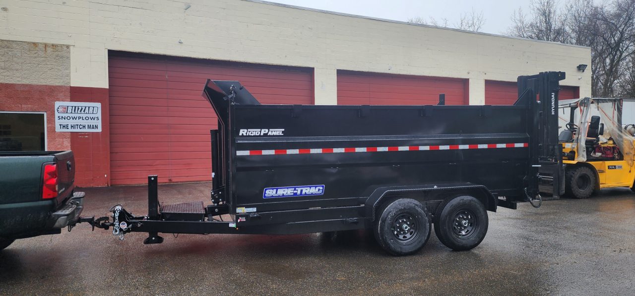 New 7 x 14 Sure-Trac HD Telescopic 4ft High Sides Dump Trailer 14k w/ Hydraulic Jack