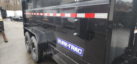 New 7 x 14 Sure-Trac HD Telescopic 4ft High Sides Dump Trailer 14k w/ Hydraulic Jack