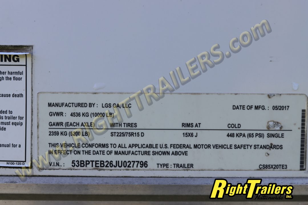 Used 2018 8.5X20 CARGO TRAILER