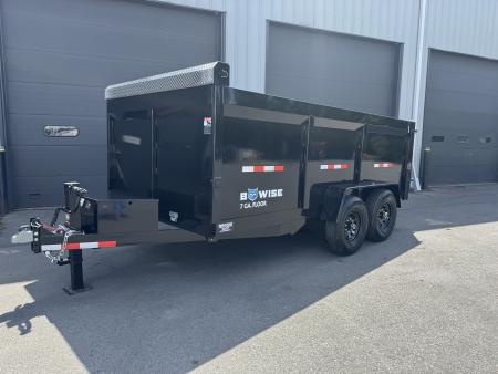 New 2027 BWISE DT714LP-LE-14 7X14 TA Dump Trailer *44'' SIDES *TARP KIT