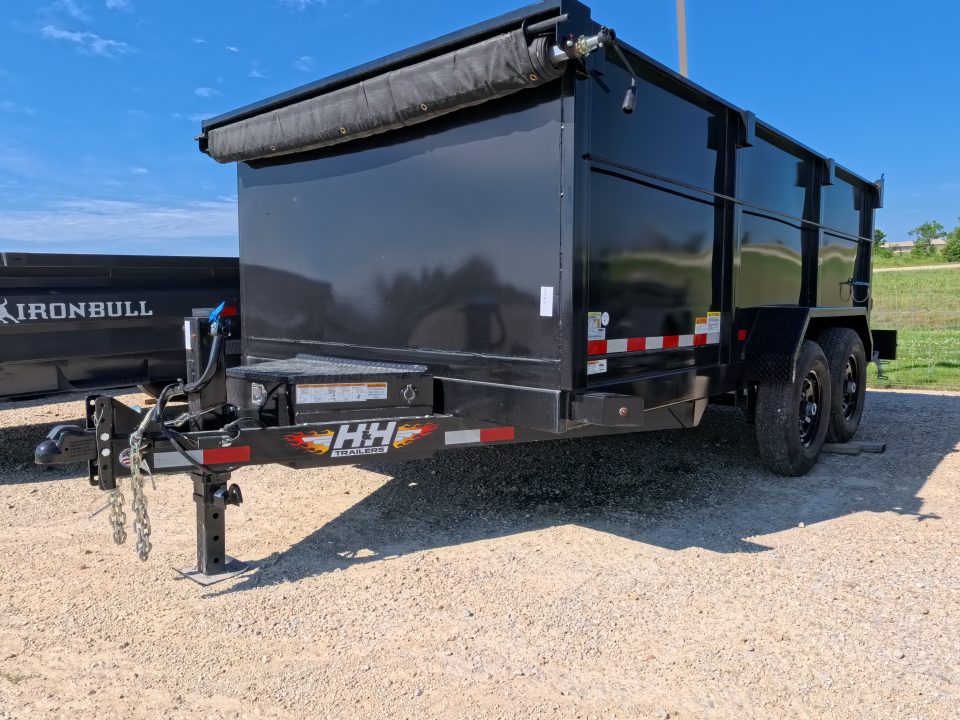 New 2026 H&H Trailers 7 x 14 High Side with Scissor Lift and 14K GVWR Dump Trailer - Black