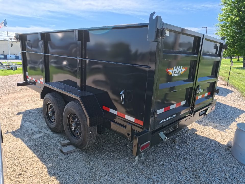 New 2026 H&H Trailers 7 x 14 High Side with Scissor Lift and 14K GVWR Dump Trailer - Black