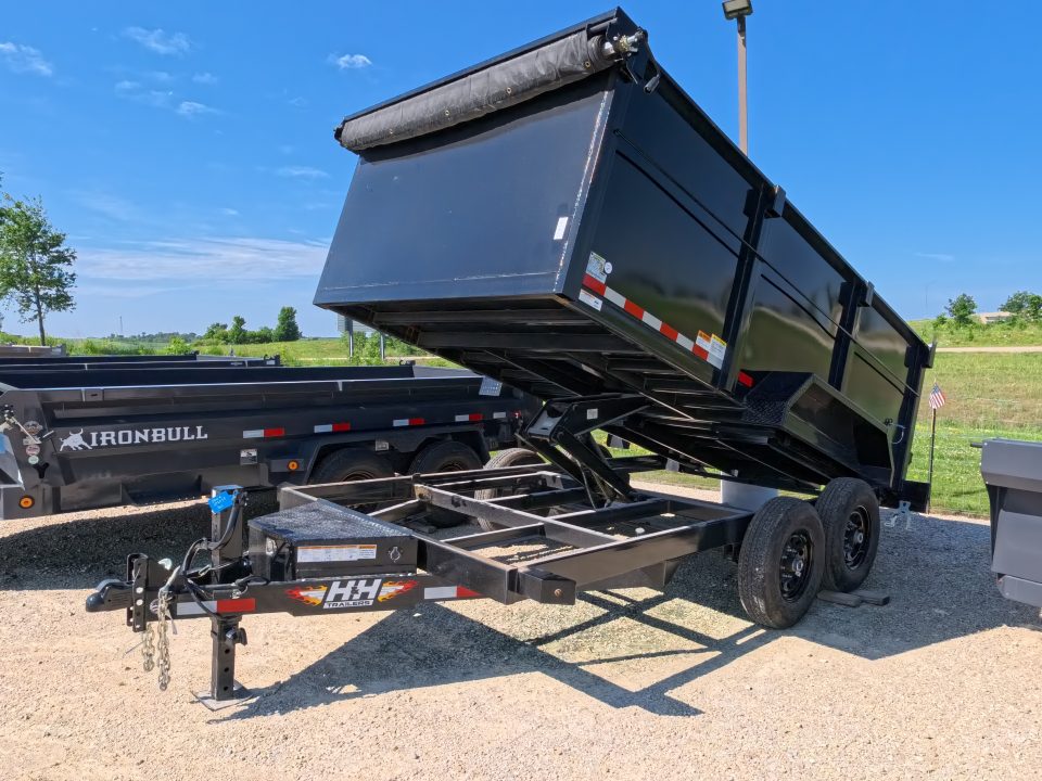 New 2026 H&H Trailers 7 x 14 High Side with Scissor Lift and 14K GVWR Dump Trailer - Black