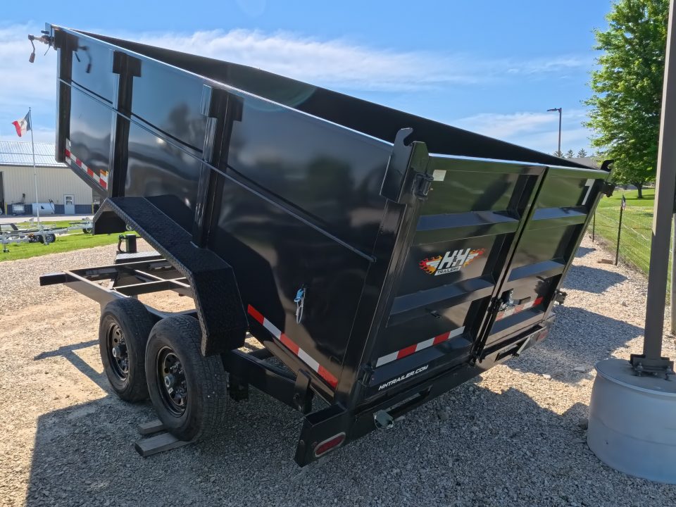 New 2026 H&H Trailers 7 x 14 High Side with Scissor Lift and 14K GVWR Dump Trailer - Black
