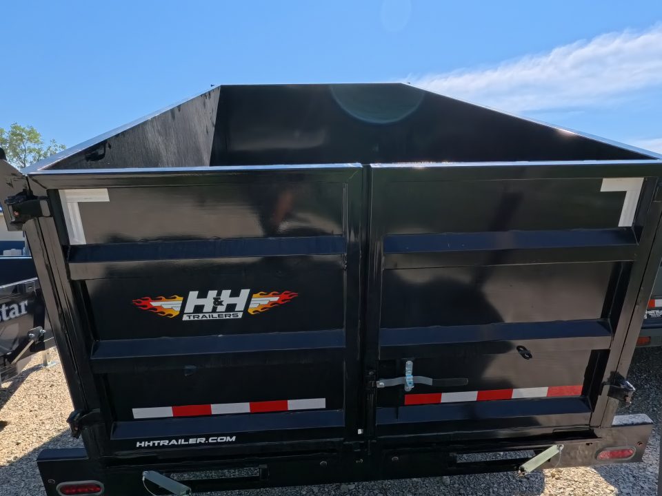 New 2026 H&H Trailers 7 x 14 High Side with Scissor Lift and 14K GVWR Dump Trailer - Black