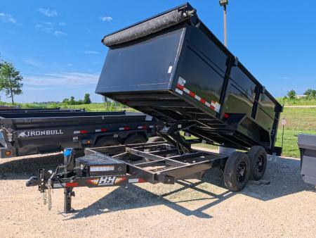 New 2026 H&H Trailers 7 x 14 High Side with Scissor Lift and 14K GVWR Dump Trailer - Black