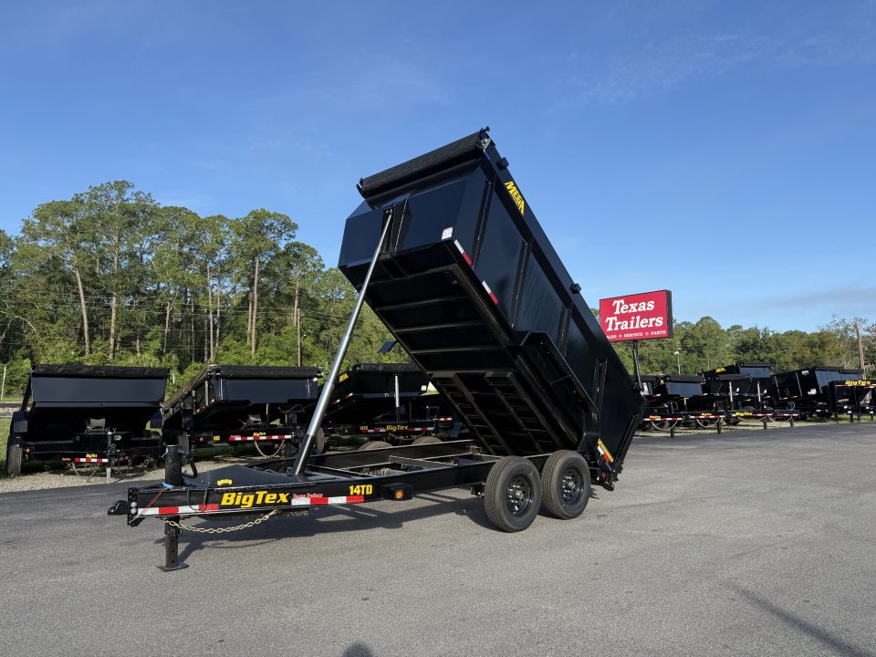 New 14TD-14C4A-BK BIG TEX 7' X 14' TELESCOPIC DUMP TRAILER W/ TARP & COMBO REAR GATE W/ 6' SLIDE IN RAMPS