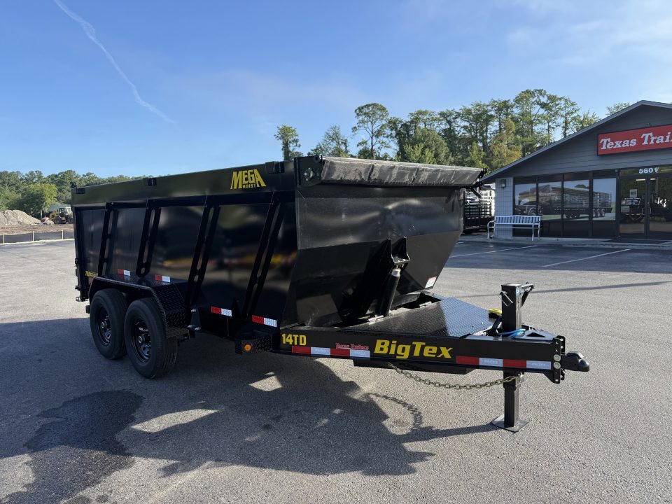 New 14TD-14C4A-BK BIG TEX 7' X 14' TELESCOPIC DUMP TRAILER W/ TARP & COMBO REAR GATE W/ 6' SLIDE IN RAMPS