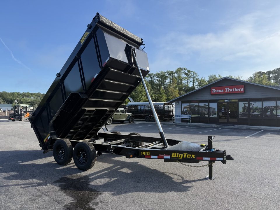 New 14TD-14C4A-BK BIG TEX 7' X 14' TELESCOPIC DUMP TRAILER W/ TARP & COMBO REAR GATE W/ 6' SLIDE IN RAMPS