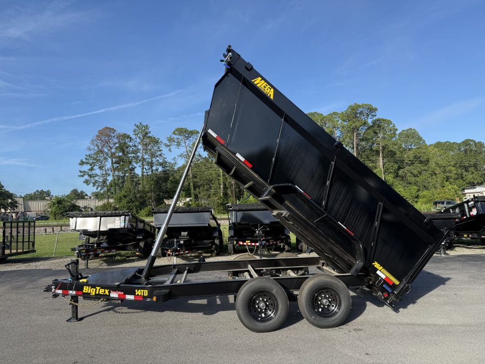 New 14TD-14C4A-BK BIG TEX 7' X 14' TELESCOPIC DUMP TRAILER W/ TARP & COMBO REAR GATE W/ 6' SLIDE IN RAMPS