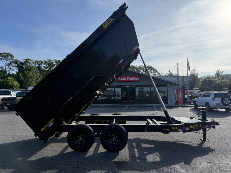 New 14TD-14C4A-BK BIG TEX 7' X 14' TELESCOPIC DUMP TRAILER W/ TARP & COMBO REAR GATE W/ 6' SLIDE IN RAMPS