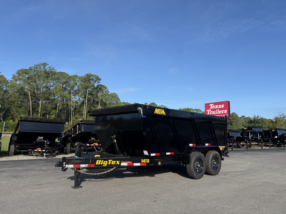 New 14TD-14C4A-BK BIG TEX 7' X 14' TELESCOPIC DUMP TRAILER W/ TARP & COMBO REAR GATE W/ 6' SLIDE IN RAMPS