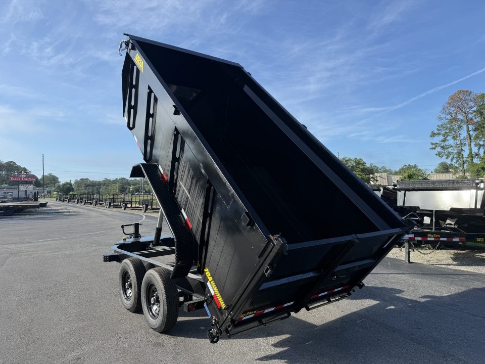 New 14TD-14C4A-BK BIG TEX 7' X 14' TELESCOPIC DUMP TRAILER W/ TARP & COMBO REAR GATE W/ 6' SLIDE IN RAMPS