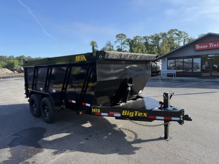New 14TD-14C4A-BK BIG TEX 7' X 14' TELESCOPIC DUMP TRAILER W/ TARP & COMBO REAR GATE W/ 6' SLIDE IN RAMPS