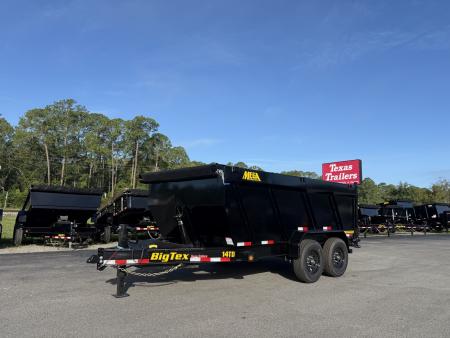 New 14TD-14C4A-BK BIG TEX 7' X 14' TELESCOPIC DUMP TRAILER W/ TARP & COMBO REAR GATE W/ 6' SLIDE IN RAMPS