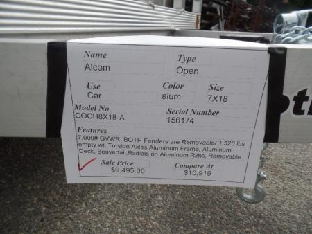 New 2026 ALCOM OPEN 7X18 Aluminum with Torsion Axles ! Best Model Open Car Hauler