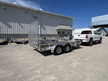 Used 2023 Black Rhino Aluminum LST714 7'X14' w/ Wood Deck, Split Gate & Tie-Down Upgrades (ATV / UTV / Side by Side) Utility Trailer