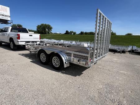 Used 2023 Black Rhino Aluminum LST714 7'X14' w/ Wood Deck, Split Gate & Tie-Down Upgrades (ATV / UTV / Side by Side) Utility Trailer