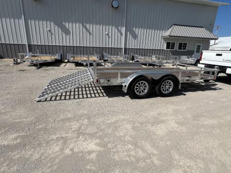 Used 2023 Black Rhino Aluminum LST714 7'X14' w/ Wood Deck, Split Gate & Tie-Down Upgrades (ATV / UTV / Side by Side) Utility Trailer