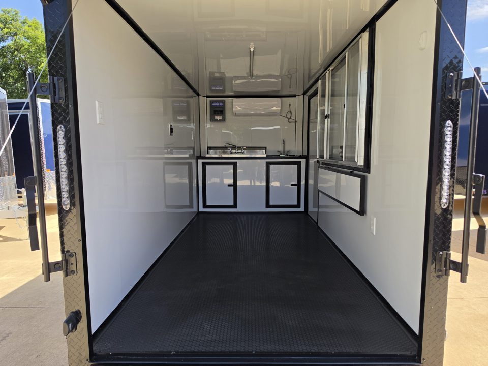 New 2026 New 6X14 SA Screwless Enclosed Vending Trailer | Blackout | Spoiler Package | 50 AMP Electric Pkg. w/Mini Split & Sink Pkg. | .08 Polycor | Dexter Axle | 1167